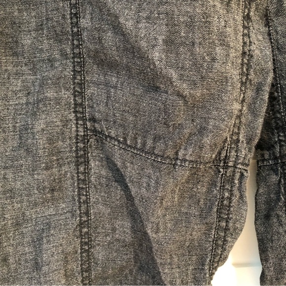 Eileen Fisher 100 linen wide leg crop drawstring pant w pockets indigo wash M - Picture 3 of 12